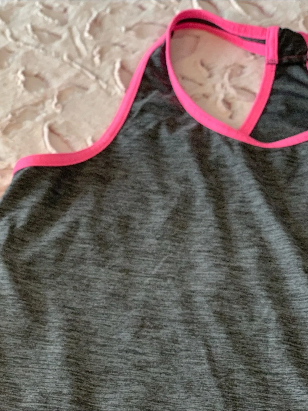 Justice Active Girls Grey Pink JUSTICE Racerback Athletic Tank Top Size 14/16